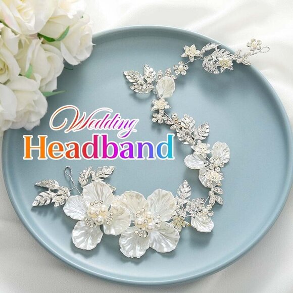 Flower Bridal Hair Vine Silver Wedding Headband Accessories for Women main image 7